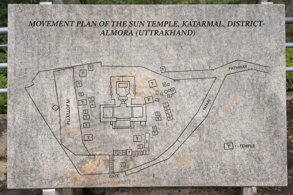 Small stone shrines in Katarmal Sun Temple complex