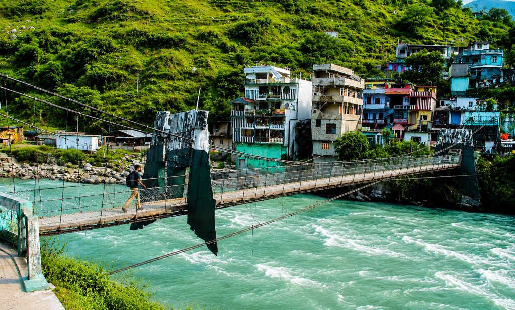 Dharchula Indo-Nepal border suspension bridge Kali river